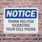 Signmission Thank You For Silencing Cell Phone, 14 in W x Rectangle, Plastic OS-2PACK-NS-P-1014-L-16651 - alternate 7